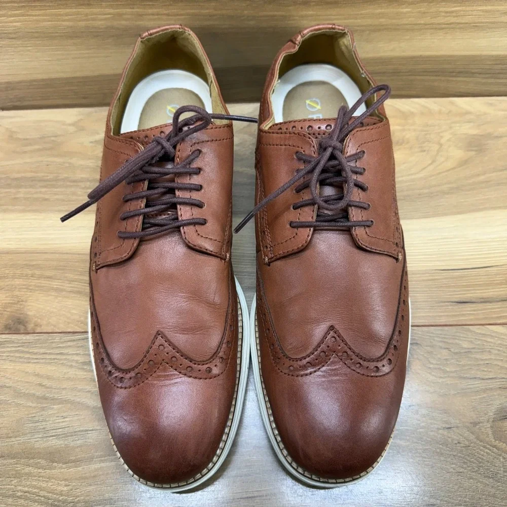 Cole Haan Zero Grand Wingtip Oxfords Mens 10 M Tan Leather Business Casual